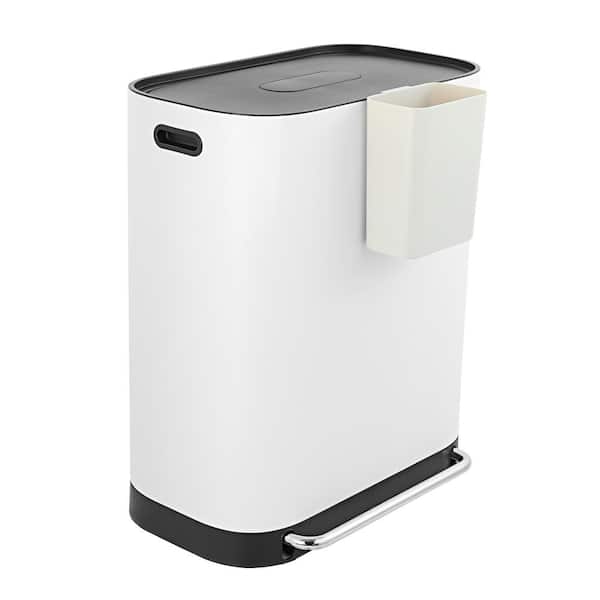 H+LUX Small Trash Can with Lid for Bathroom,Bedroom,Office,Mini Garbage can  with Foot Pedal for Small Space, Anti-Fingerprint Brushed Stainless Steel