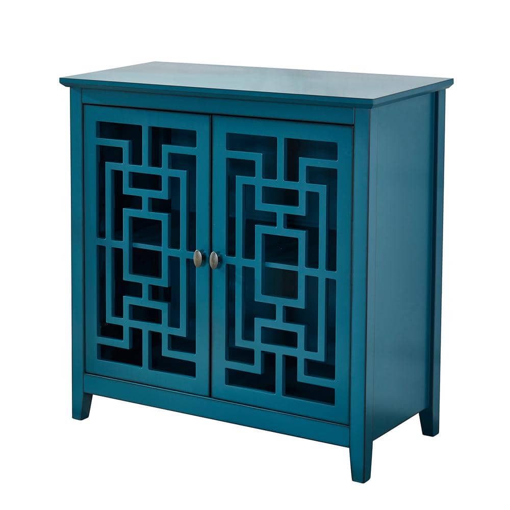 35.43 in. W x 15.75 in. D x 35.82 in. H Bathroom Blue Linen Cabinet