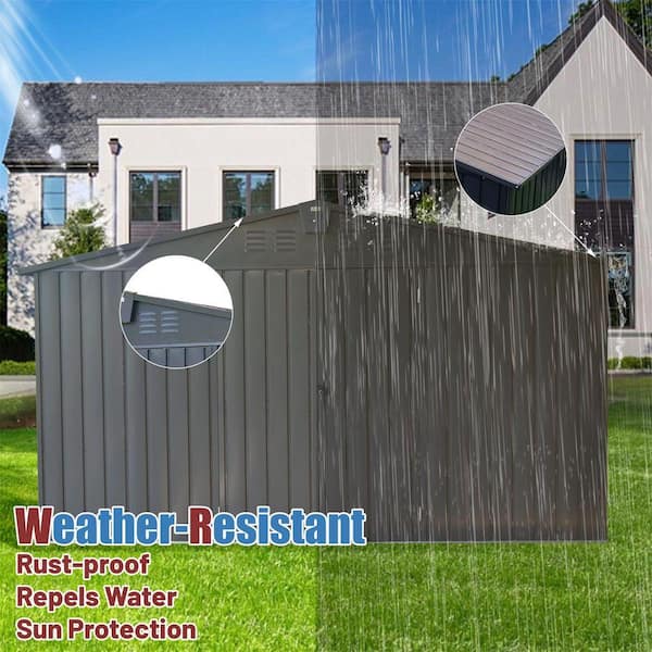 11 ft. W x 13 ft. D Metal Outdoor Storage Shed with Lockable