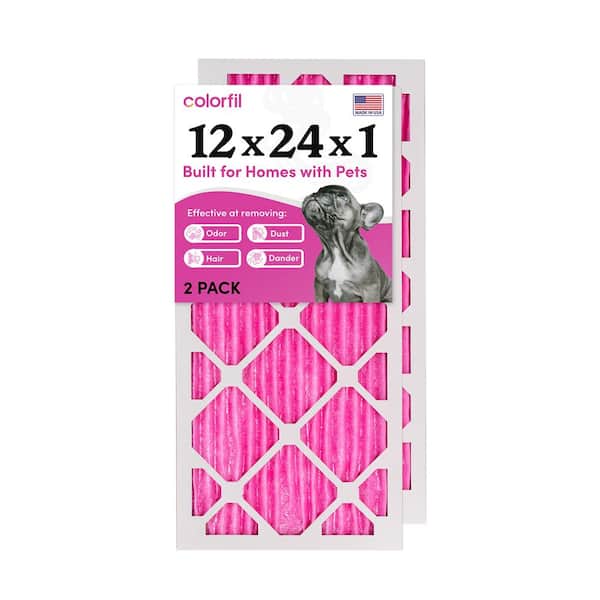 COLORFIL 12 in. x 24 in. x 1 in. Odor Removal and Color Changing Pleated Furnace Air Filter, MERV 8 (2-Pack)