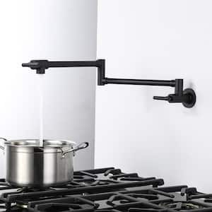 Contemporary Wall Mounted Pot Filler with 2 Handles in Black