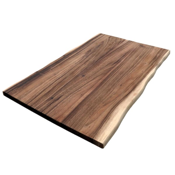 HARDWOOD REFLECTIONS 4 ft. L x 30 in. D Unfinished Saman Solid Wood Butcher Block Desktop Countertop With Live Edge