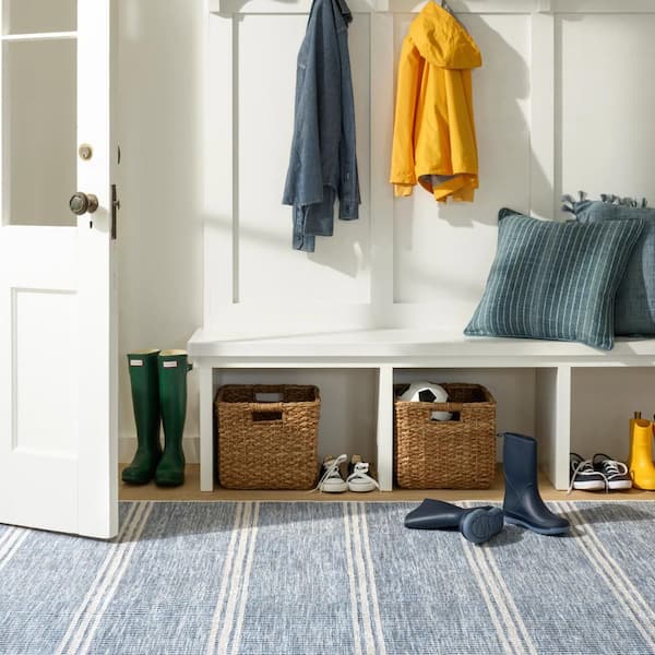 Malta Machine Washable Blue 3 ft. x 5 ft. Indoor Area Rug