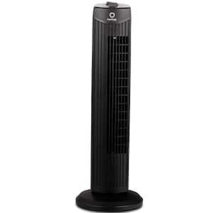 28 in. Black Oscillating Tower Fan with 3 Wind Speeds