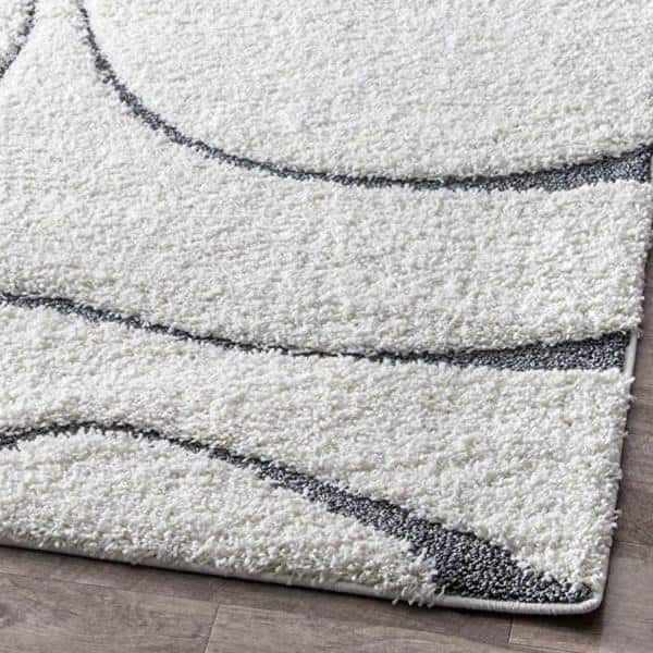 Reversible Beige Shag Rectangular Area Rug with Easy Care