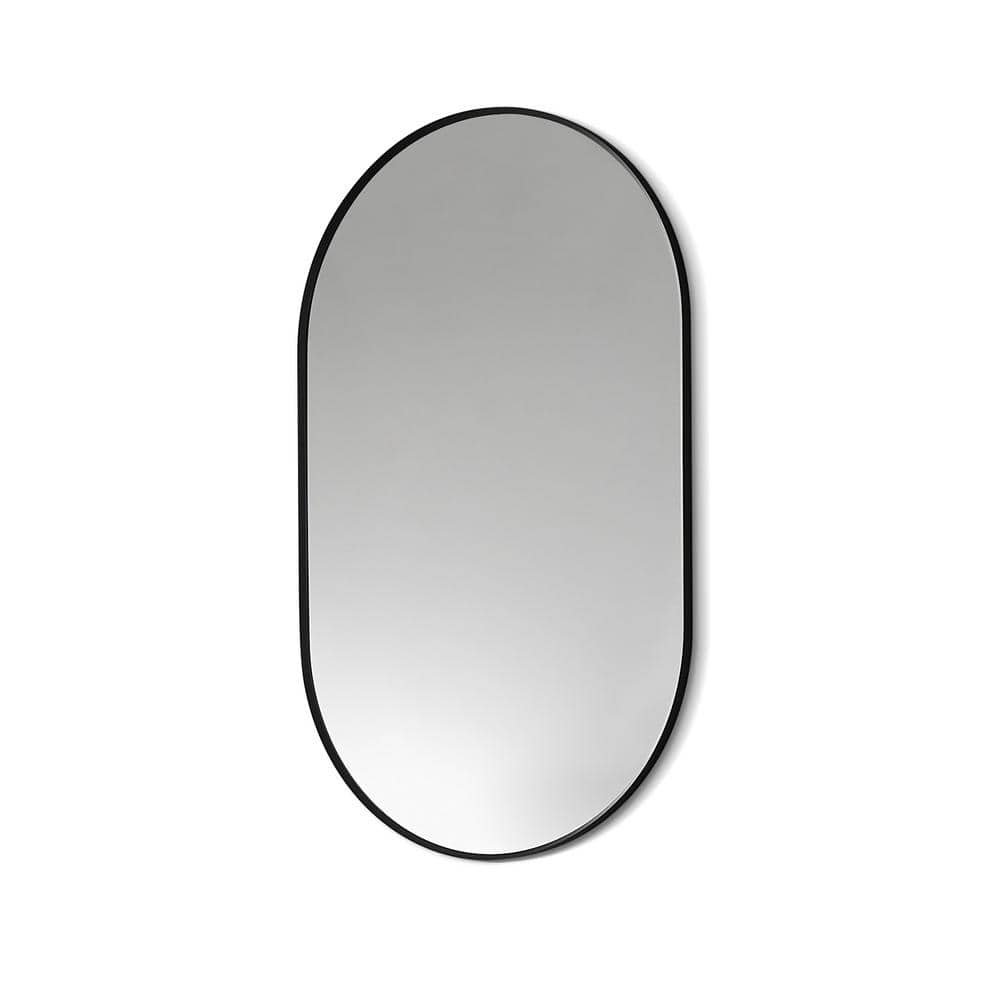 Ispra 36" Oval Matt Black Aluminum Bathroom Mirror