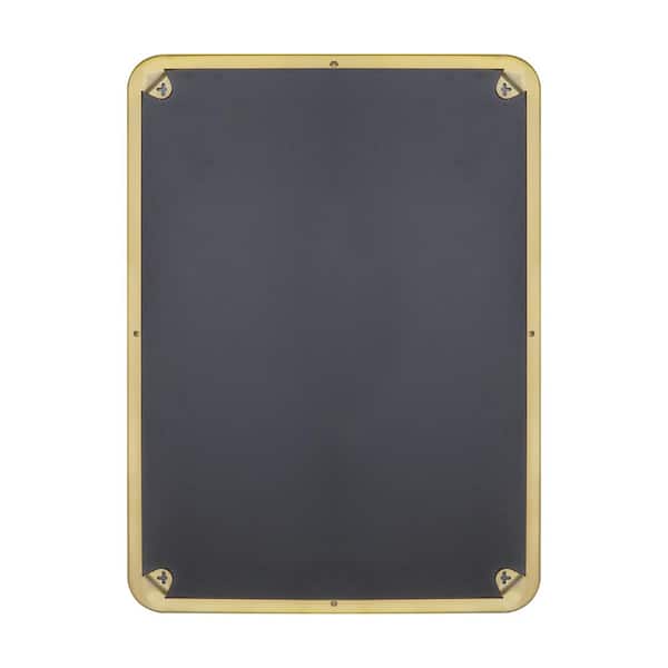 16 in. W x 24 in. H Small Modern Rectangle Stainless Steel Wall Mirror Bathroom Mirror Vanity Mirror in Brushed Gold