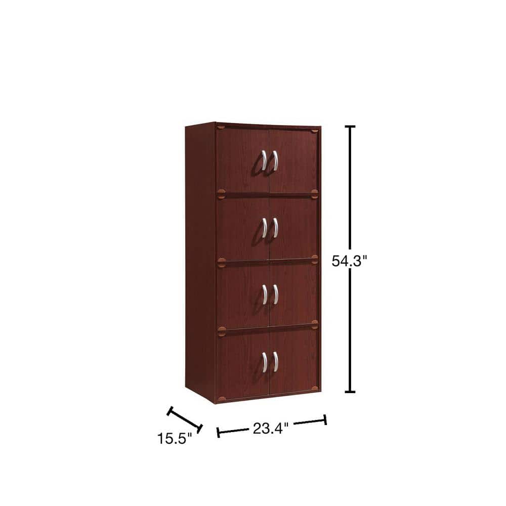 Contemporary Mahogany Engineered Wood 8-Door Office Storage Cabinet