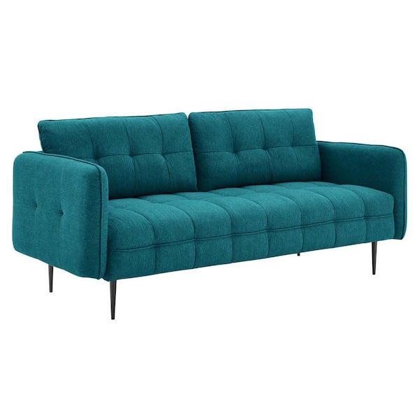 MODWAY Cameron 75 in. Teal Polyester 4-Seat Sofa with Biscuit Tufting