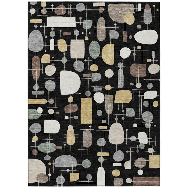 Chantille Machine Washable Indoor/Outdoor Abstract ACN2393 Black 3 ft. x 4 ft. Area Rug