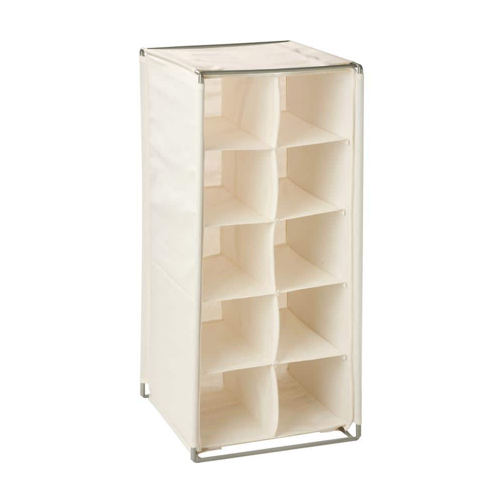 30 in. H 10-Pair Natural Canvas Shoe Rack