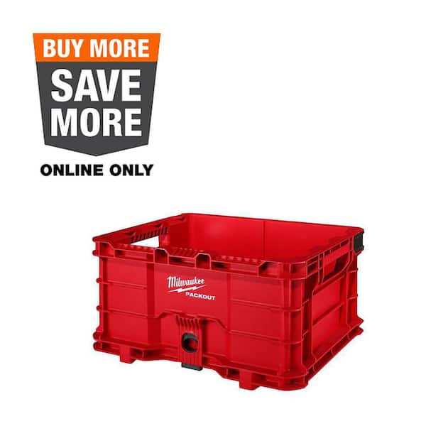 PACKOUT 18.6 in. Tool Storage Crate Bin with Carrying Handles and 50 lbs. Weight Capacity