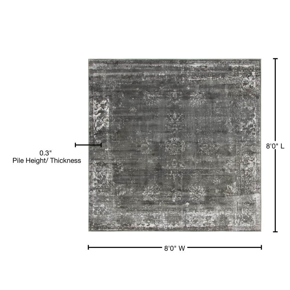 Handmade Dark Grey Stain-Resistant Square Area Rug