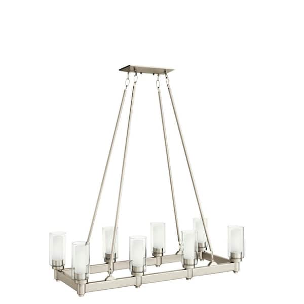 KICHLER Circolo 36.25 in. 8-Light Brushed Nickel Contemporary Shaded Linear Chandelier for Dining Room