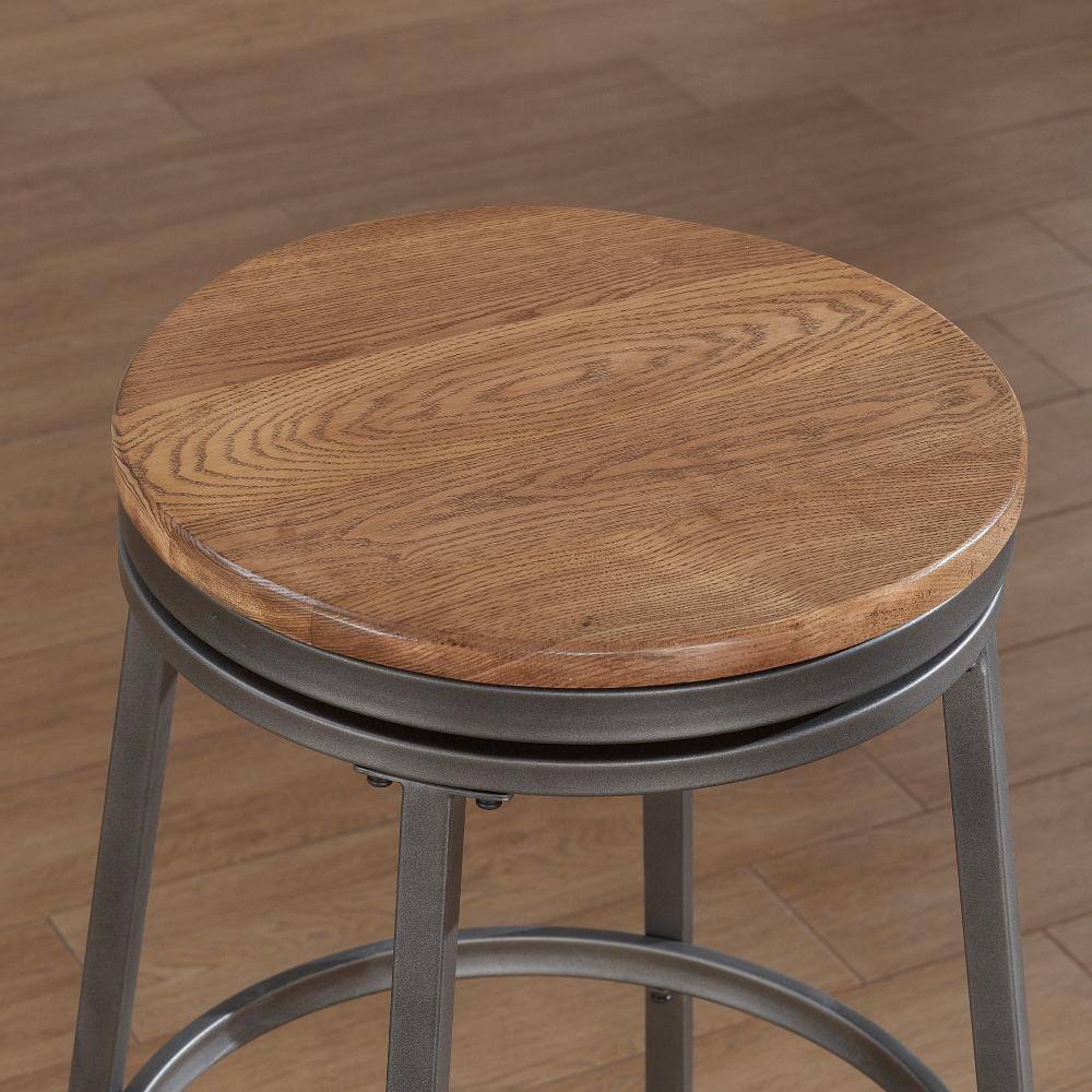 Slate Grey and Oak Industrial Swivel Counter Stool
