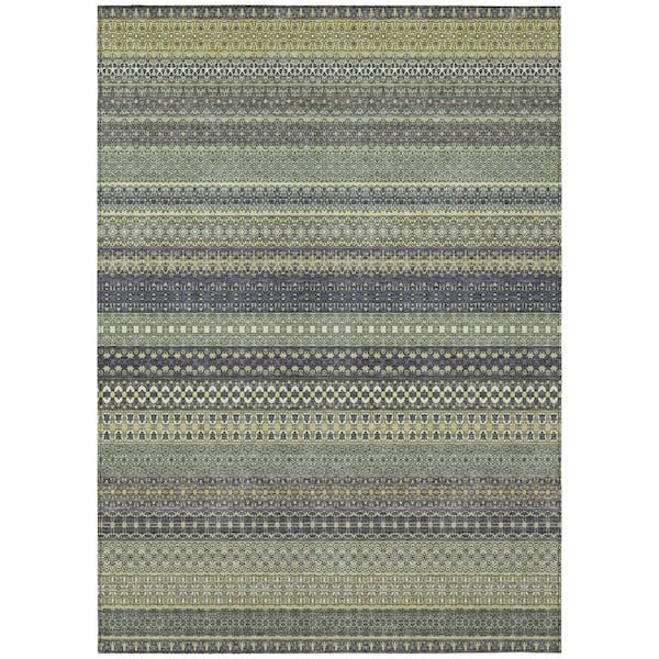 Sage 10 ft. x 14 ft. Woven Striped Polyester Rectangle Indoor/Outdoor Area Rug