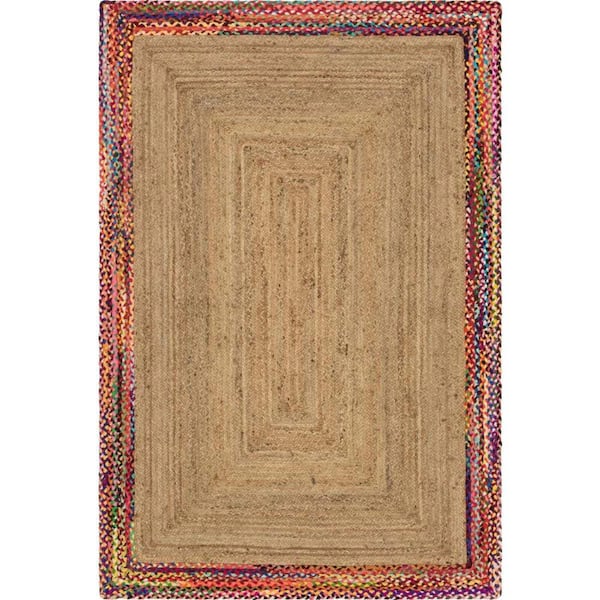 Unique Loom Braided Jute Manipur Natural 6 ft. 1 in. x 9 ft. Area Rug