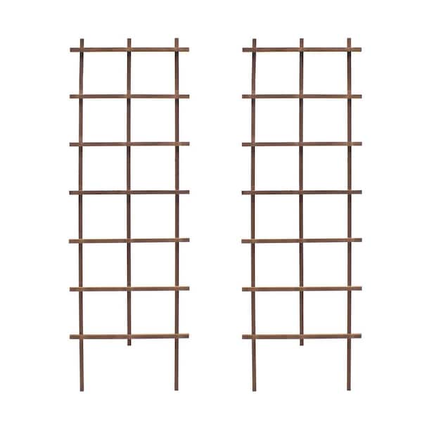 Outdoor Essentials Homestead 72 in. Walnut‐Tone Grid Ladder Trellis (2‐Pack)