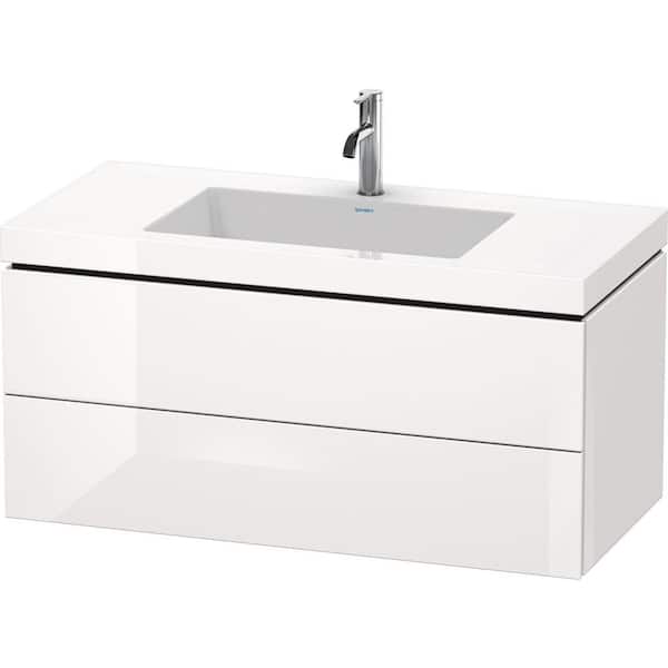 Duravit L-Cube 39.375 in. W x 18.875 in. D x 19.625 in. H Floating Bath Vanity in White High Gloss with White Ceramic Top