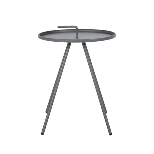 ITOPFOX 16.50 in. Gray Round Outdoor Side Table with Handle