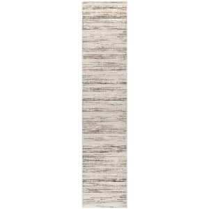 Serenity Home Ivory Beige 2 ft. x 8 ft. Abstract Contemporary Runner Area Rug