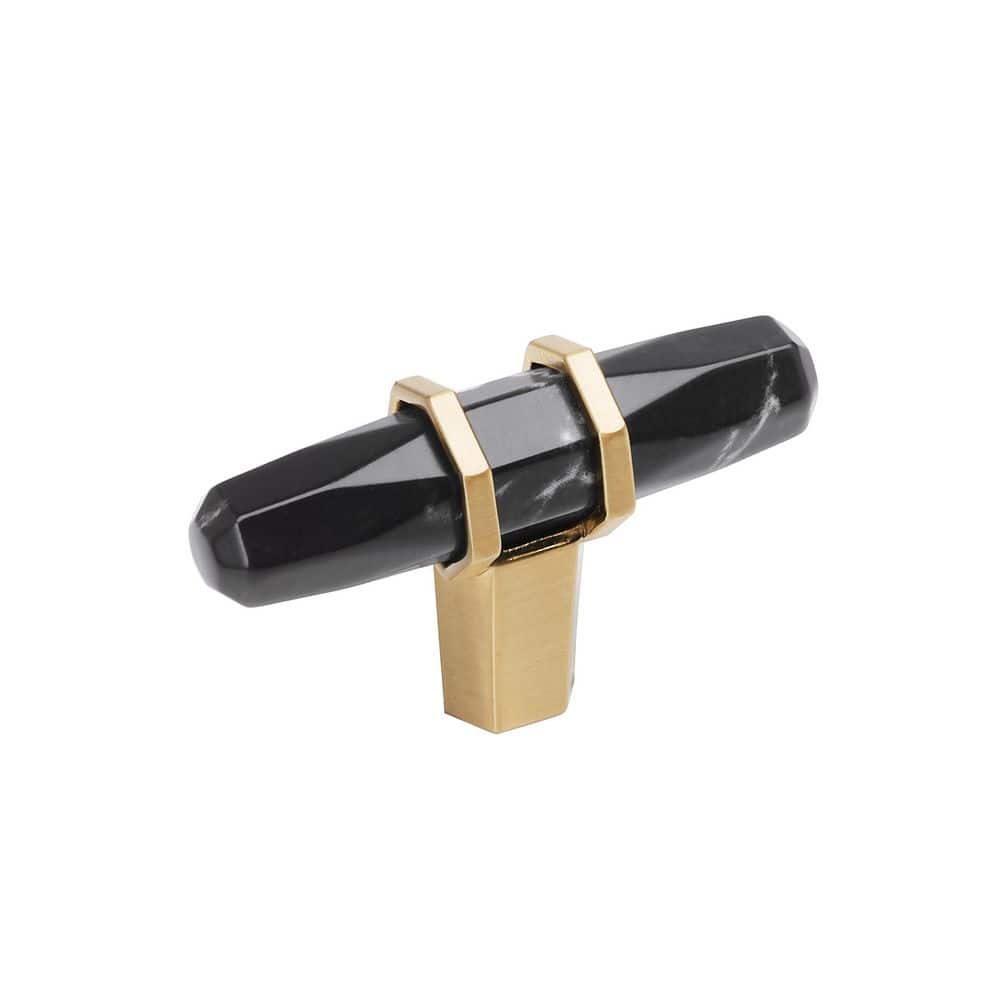 Carrione 2-1/2 in. (64mm) Length Marble Black/Champagne Bronze Modern Bar Cabinet Knob price history on PriceWatchPro