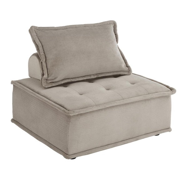 Grey Velvet Tufted Modular Accent Side Chair with Pillow Back