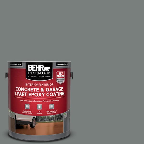BEHR PREMIUM 1 gal. #PPU25-18 Shutter Gray Self-Priming 1-Part Epoxy Satin Interior/Exterior Concrete and Garage Floor Paint