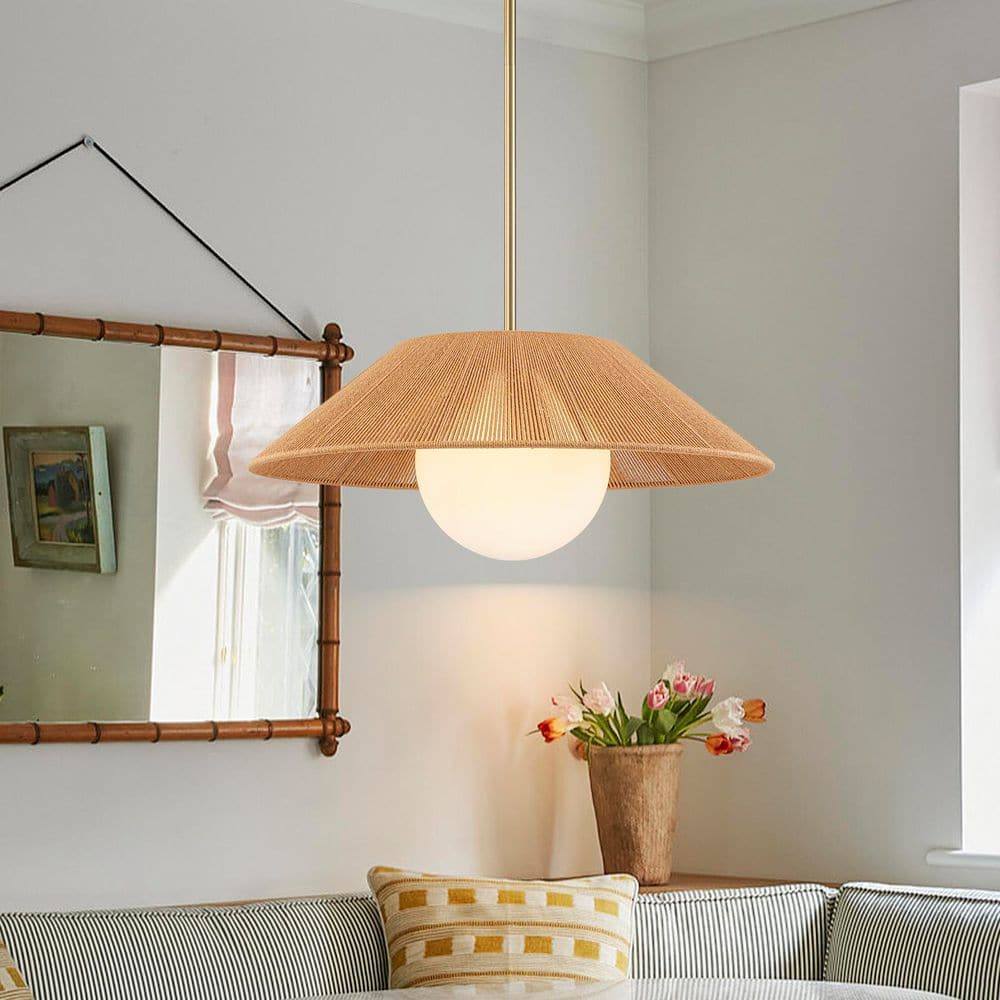 Carter 21 in. Woven Brass Pendant Light with Globe Glass price history on PriceWatchPro