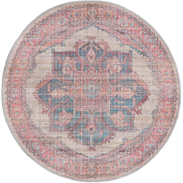 Nostalgia Ella Antique Beige 3 ft. 3 in. x 3 ft. 3 in. Machine Washable Area Rug