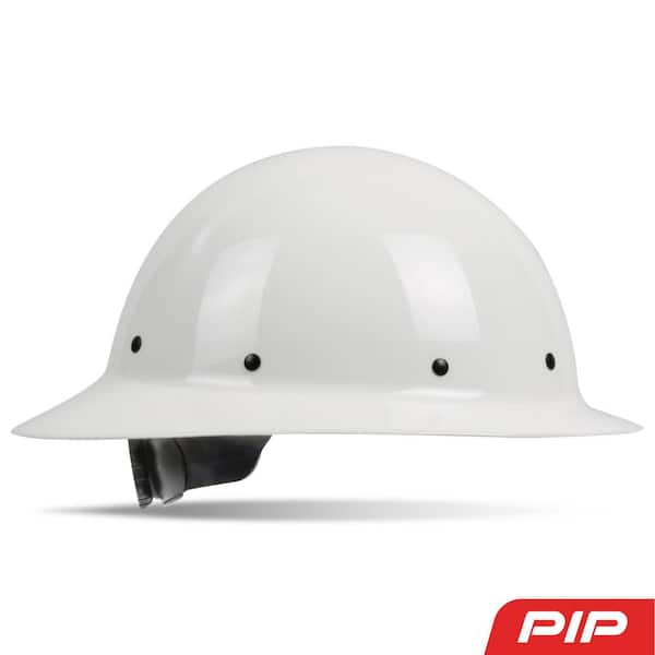 PIP Dynamic Wolfjaw White Type 1 Class G Full Brim Fiberglass Resin Hard Hat with 8-Point Ratchet Suspension