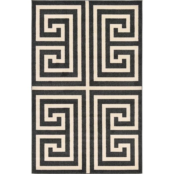 Unique Loom Athens Greek Key Black 5' 0 x 8' 0 Area Rug