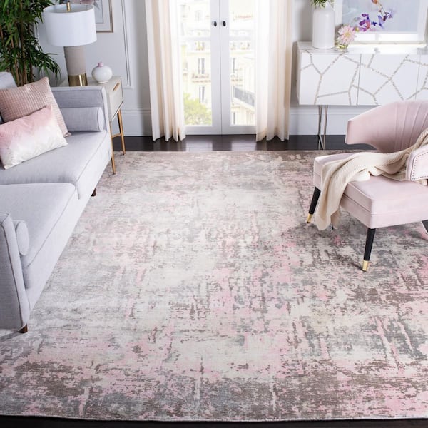 Mirage 8 ft. x 10 ft. Pink/Gray Distressed Marble Area Rug