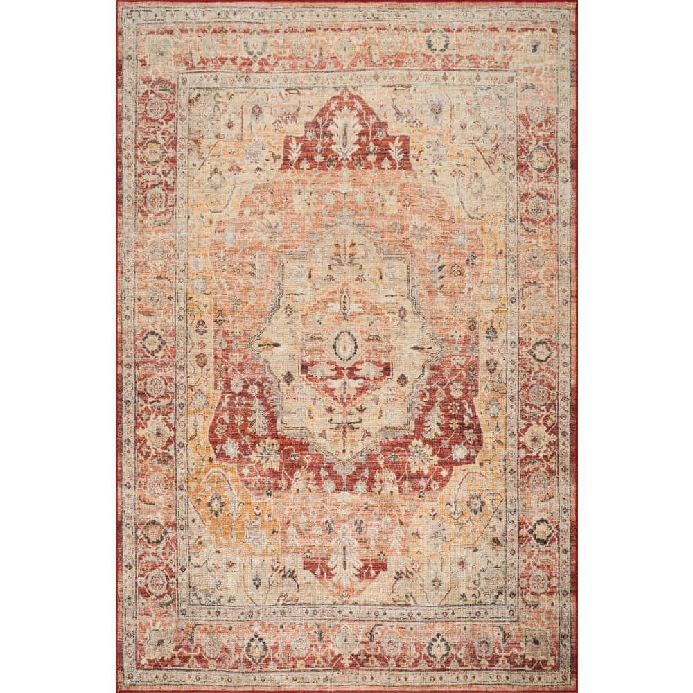 Elarin Traditional Medallion Washable Red 4 ft. x 6 ft. Indoor Area Rug price history on PriceWatchPro