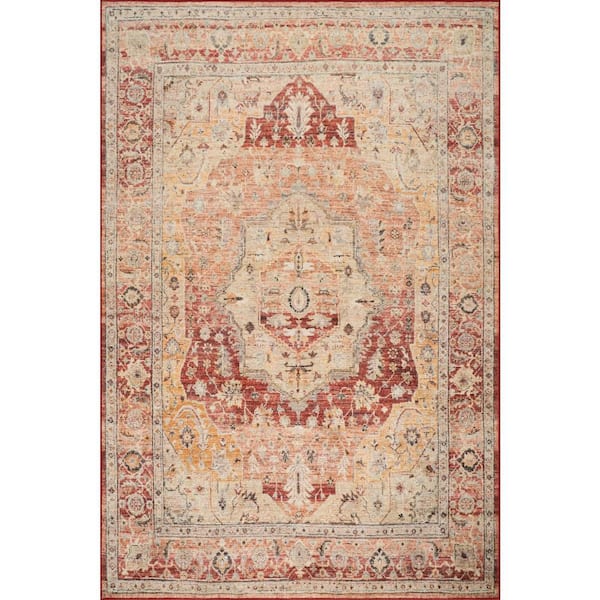 Elarin Traditional Medallion Washable Red 4 ft. x 6 ft. Indoor Area Rug
