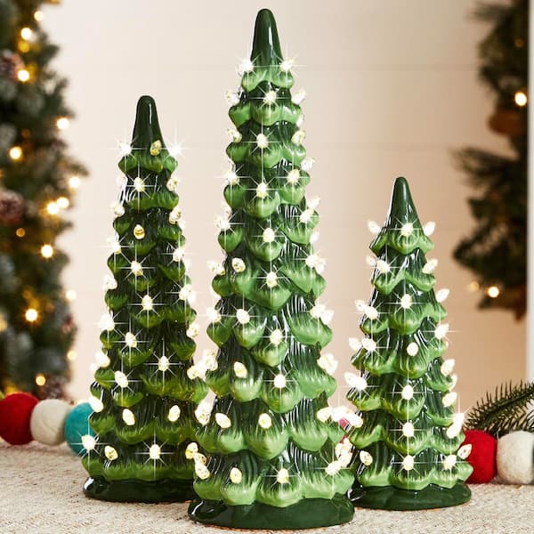 Best Choice Products 18in. Green Pre-Lit LED Ceramic Artificial