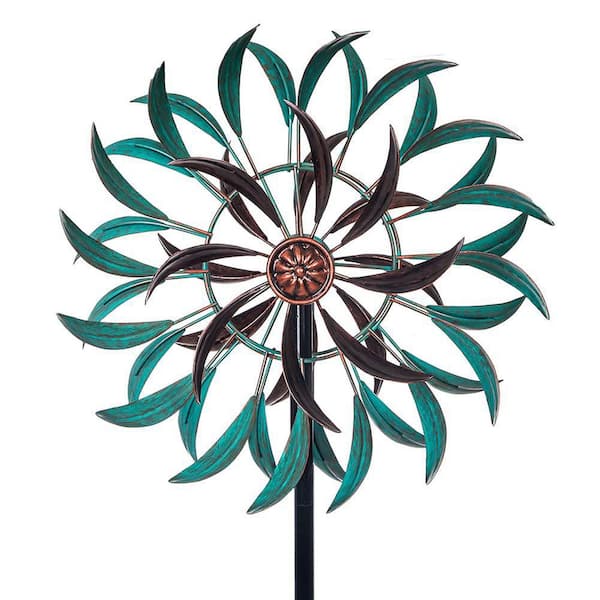 63 in. H 360 Degrees Metal Kinetic Wind Spinner, Two-Way Wind Sculptures for Yard and Garden