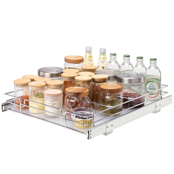 SKYSHALO Under Sink Pull-Out Cabinet Organizer, 18.5 in. x 21 in. x 3.5 in. Steel Slide-Out Drawer, Fits 20 x 22 x 7 in. Cabinets