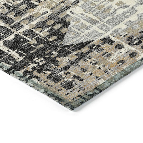 Chantille Machine Washable Indoor/Outdoor Abstract ACN2116 Black 1 ft. 8 in. x 2 ft. 6 in. Accent Rug