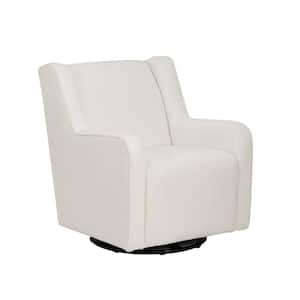 Birdie White Sherpa Fabric Swivel Rocking Accent Chair