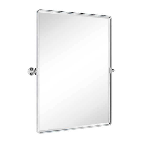 TEHOME Woodvale 30 in. W x 40 in. H Extra Large Pivot Rectangular Metal Framed Wall Mounted Bathroom Vanity Mirror in Chrome