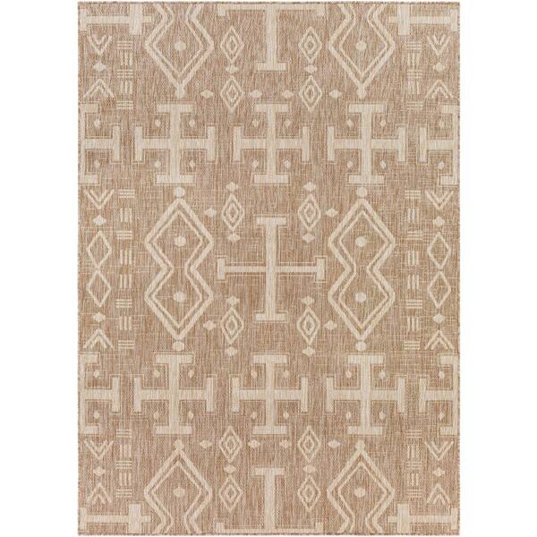 Livabliss Whitley Brown 5 ft. x 7 ft. Global Indoor/Outdoor Area Rug