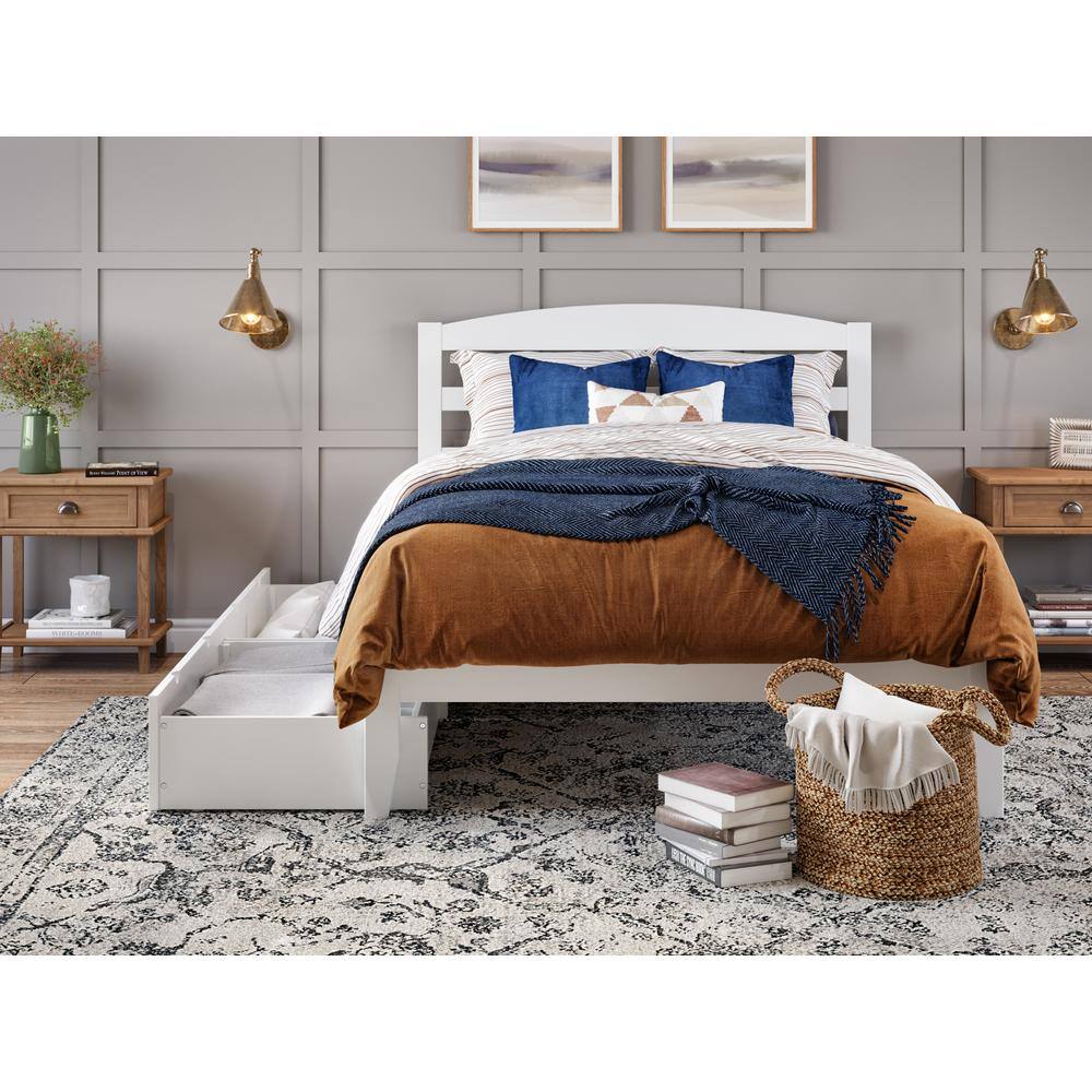 Mission Queen Platform Bed with Storage Drawers and Wood Headboard