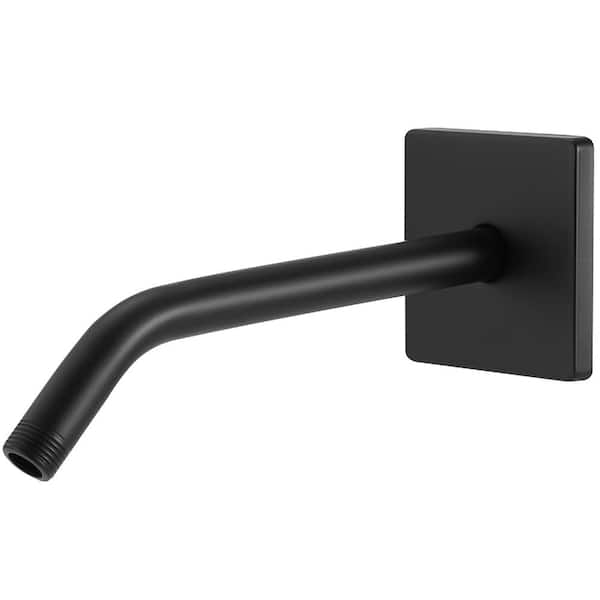 10 in Matte Black Wall Mount Shower Arm with 3.5 in Flange for Fixed and Handheld Showerheads, Solid Pipe
