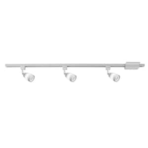 44 in. 3-Light White Integrated LED Linear Track Lighting Frosted Middle Glass Kit