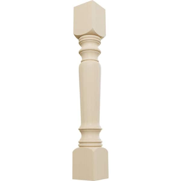 Ekena Millwork 5 in. x 5 in. x 35-1/2 in. Unfinished Rubberwood Legacy Tapered Cabinet Column