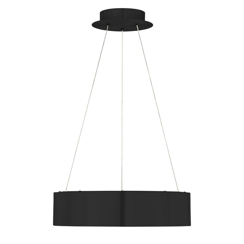 Black Glass LED Drum Pendant Light - 18"