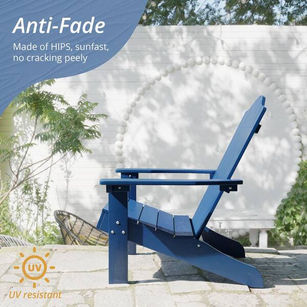 Phillida Dark Blue Recycled Plastic Weather Resistant Reclining Outdoor Adirondack Chair Patio Fire Pit Chair(2pack)