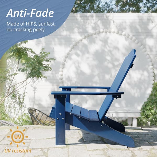 Phillida Dark Blue Recycled Plastic Weather Resistant Reclining Outdoor Adirondack Chair Patio Fire Pit Chair(6-Pack)