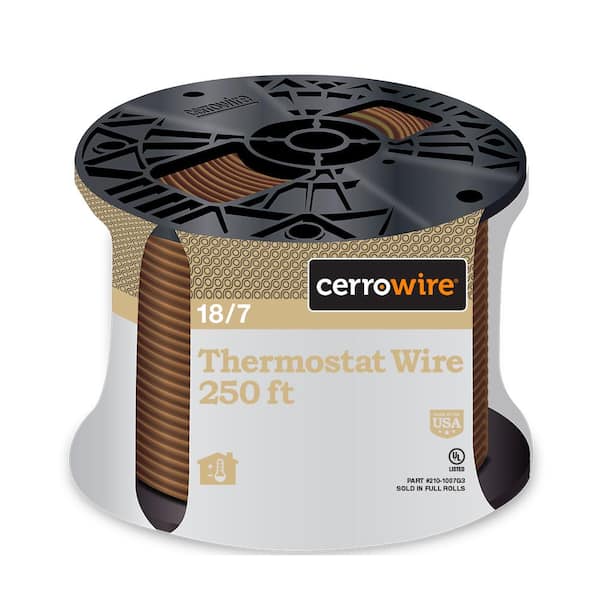 Cerrowire 250 ft. 18/7 Brown Solid Copper CL2R Thermostat Wire